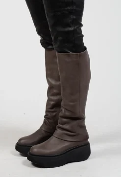 High Boots with Platform Sole in Gasoline Underground