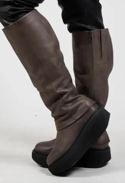 High Boots with Platform Sole in Gasoline Underground