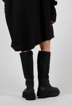 High Boots with Platform Sole in Gasoline Nero