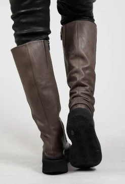 High Boots with Platform Sole in Gasoline Underground