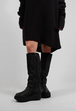 High Boots with Platform Sole in Gasoline Nero
