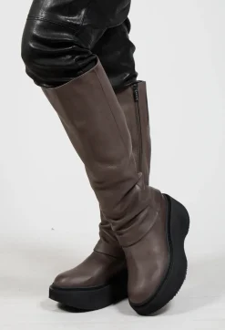High Boots with Platform Sole in Gasoline Underground