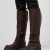 High Boots with Square Toe in Gasoline Chocolate