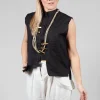 High Collar Sleeveless Shirt in Black