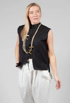 High Collar Sleeveless Shirt in Black