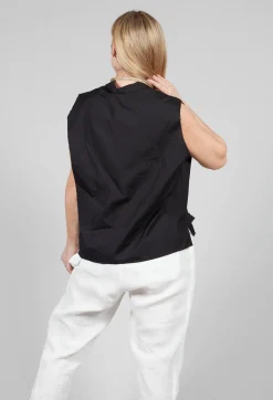 High Collar Sleeveless Shirt in Black