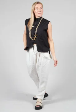 High Collar Sleeveless Shirt in Black
