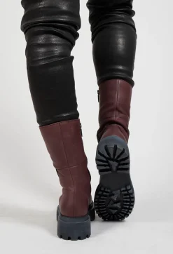 High Lace Up Boots in Gasoline Melanzana