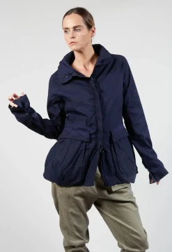 High Neck Balloon Jacket with Statement Pockets in Grape