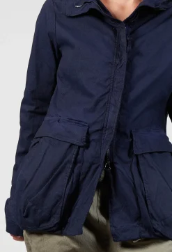 High Neck Balloon Jacket with Statement Pockets in Grape