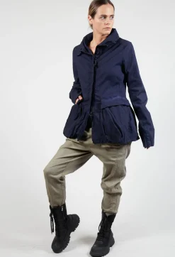 High Neck Balloon Jacket with Statement Pockets in Grape