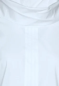 High Neck Blouse with Tie Detailed Sleeves in White
