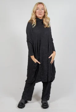 High Neck Crinkle Dress in Slate