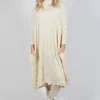 High Neck Crinkle Dress in Bone