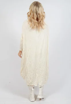 High Neck Crinkle Dress in Bone