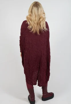 High Neck Crinkle Dress in Merlot