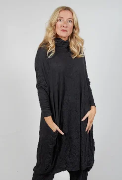High Neck Crinkle Dress in Slate