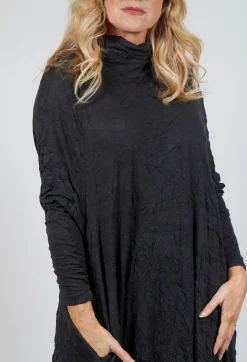 High Neck Crinkle Dress in Slate