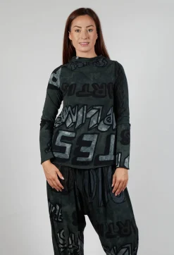 High Neck Jersey Top in Camp Print