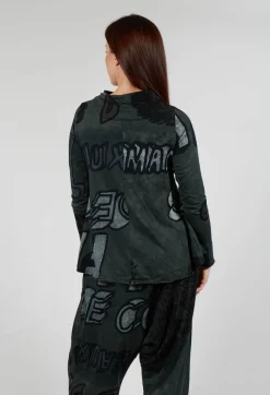 High Neck Jersey Top in Camp Print