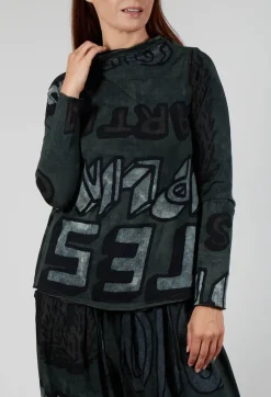 High Neck Jersey Top in Camp Print