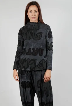 High Neck Jersey Top in Rock Print