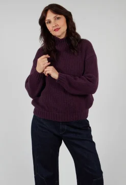 High Neck Jumper in Aubergine