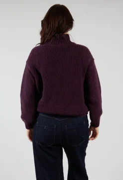 High Neck Jumper in Aubergine