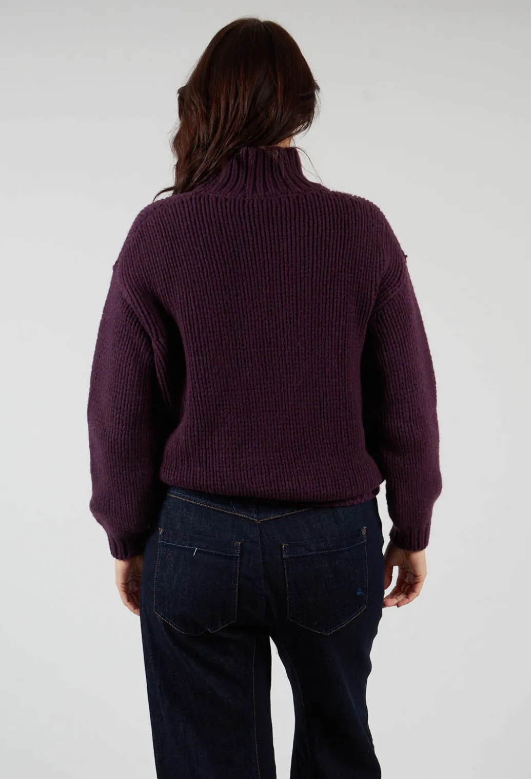 High Neck Jumper in Aubergine