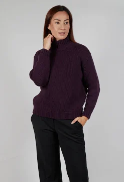 High Neck Jumper in Aubergine