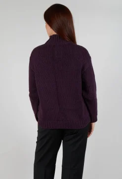 High Neck Jumper in Aubergine
