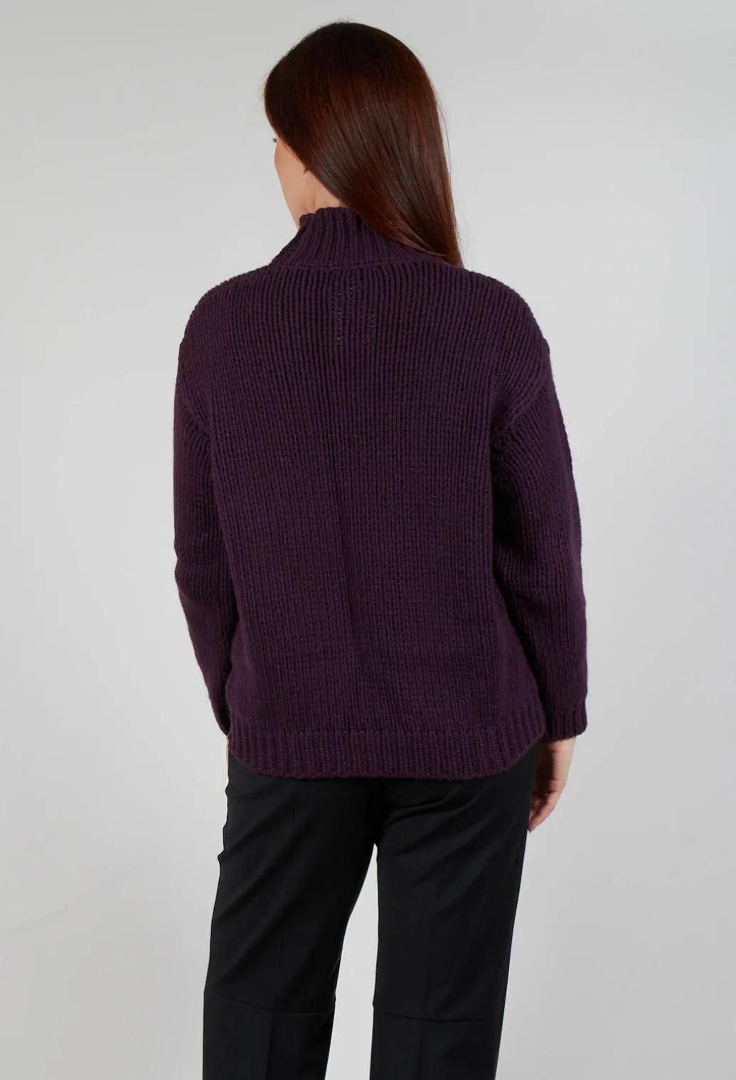 High Neck Jumper in Aubergine