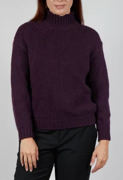 High Neck Jumper in Aubergine