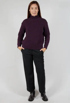 High Neck Jumper in Aubergine