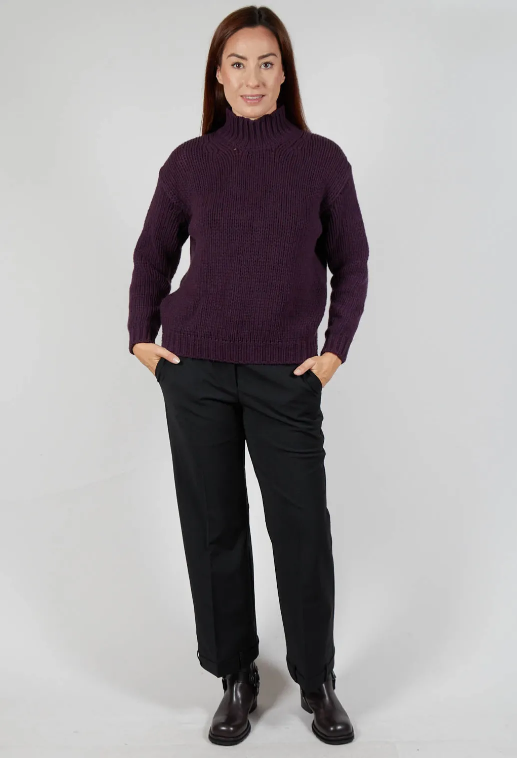 High Neck Jumper in Aubergine