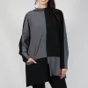 High Neck Jumper in Black Grey Check