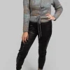 High Neck Jumper with Check Design in Grey Multicolour