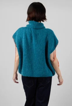 High Neck Knitted Vest in Teal