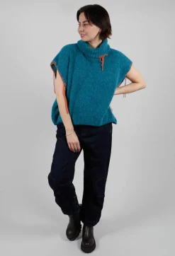 High Neck Knitted Vest in Teal