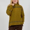 High Neck Stripe Jumper in Cedro