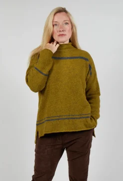 High Neck Stripe Jumper in Cedro