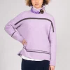High Neck Stripe Jumper in Lilla