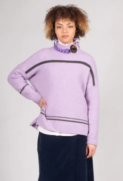 High Neck Stripe Jumper in Lilla