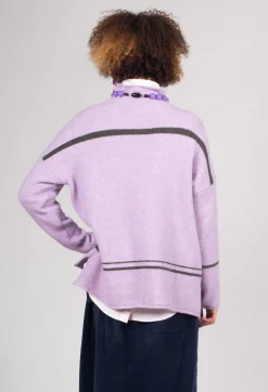 High Neck Stripe Jumper in Lilla
