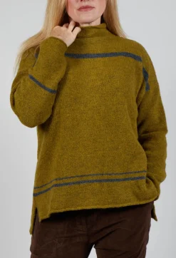 High Neck Stripe Jumper in Cedro
