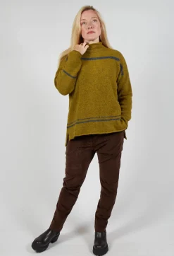 High Neck Stripe Jumper in Cedro