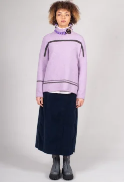 High Neck Stripe Jumper in Lilla