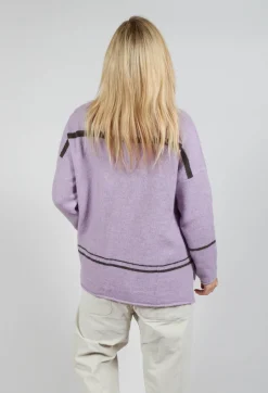 High Neck Stripe Jumper in Lilla