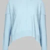 High Neck Sweater with Seam Detail in Light Blue