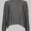 High Neck Sweater with Seam Detail in Grey